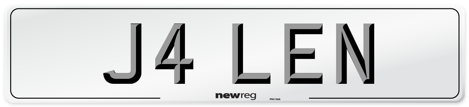 J4 LEN Number Plate from New Reg